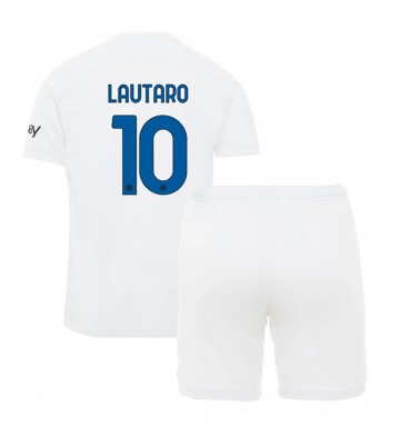Inter Milan Lautaro Martinez #10 Koszulka Wyjazdowych Dziecięca 2023-24 Krótki Rękaw (+ Krótkie spodenki)